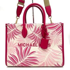 Michael Kors Medium Mirella Tote Bag Electric Pink Multi Leather
